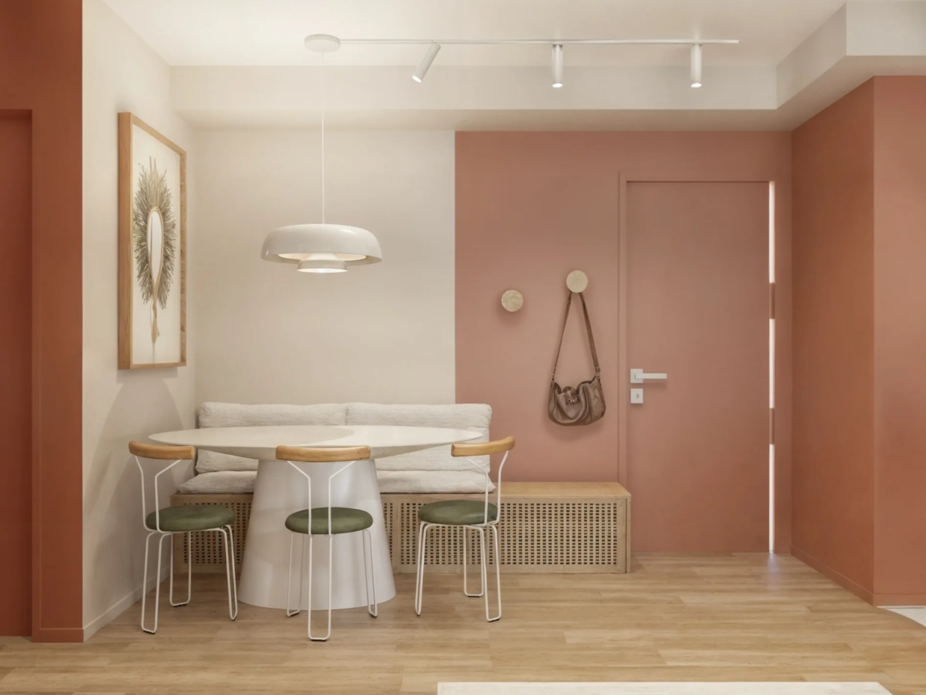 Hall de entrada com design contemporâneo num apartamento no Porto — Être Arquitetura