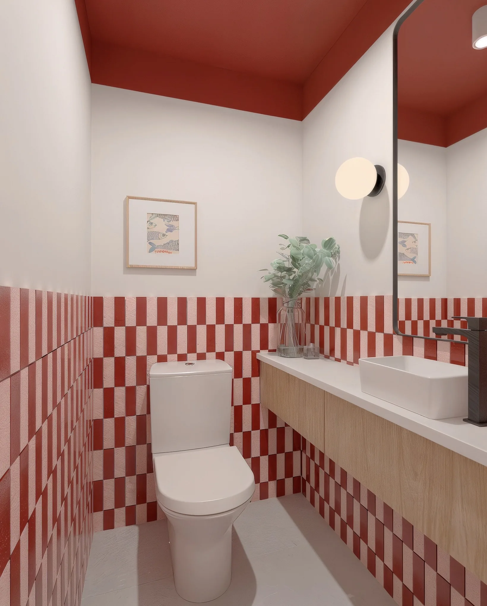 Lavabo vintage com mosaico hidráulico restaurado em Lisboa — Être Arquitetura